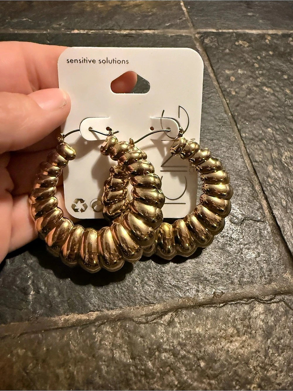 Icing Textured Gold Hoop Earrings NWT